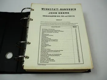 John Deere 820 920 1020 VU Traktor Werkstatthandbuch Reparaturanleitung 1967/68