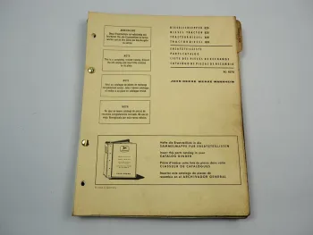John Deere 820 Dieselschlepper Ersatzteilliste Ersatzteilkatalog 1968