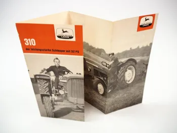 John Deere Lanz 310 Schlepper 32 PS Prospekt 1960er Jahre
