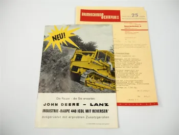 John Deere Lanz 440 IC ICDL Industrieraupe Prospekt Anschreiben 1960