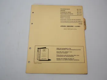 John Deere Lanz GK-S Stalldungstreuer 3t Ersatzteilliste Ersatzteilkatalog 1967