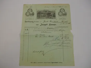 Joseph Kremer Tabak Zigarren Fabrik Limburg Rechnung 1905