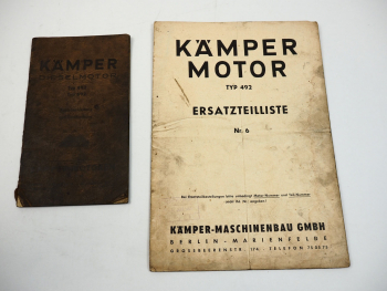Kämper 492 Dieselmotor Bedienungsanleitung Wartung Ersatzteilliste 1956/60