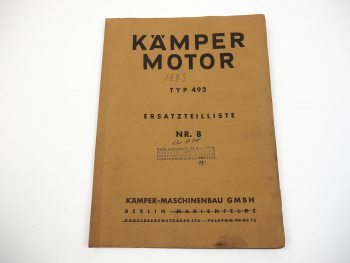 Kämper 492 Dieselmotor Ersatzteilliste Katalog Nr.8