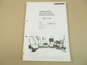 Kärcher HDS1250 Ersatzteiliste und Bedienungsanleitung 1986 Parts List Instructi