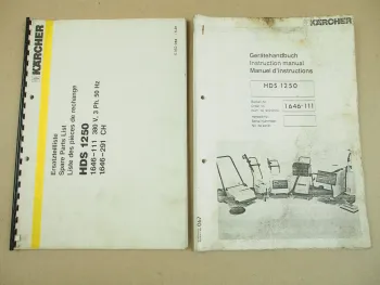 Kärcher HDS1250 Ersatzteiliste und Bedienungsanleitung 1991