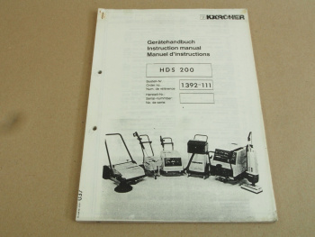 Kärcher HDS200 Betriebsanleitung und Ersatzteilliste ca 1986