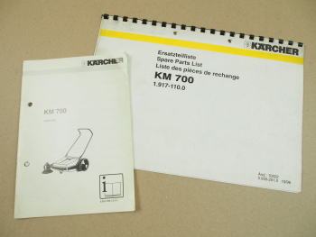 Kärcher KM700 Betriebsanleitung mit Ersatzteilliste 1995/96 Parts List Instructi