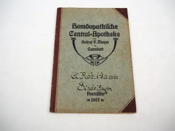 Katalog mit Preisliste Homöopathische Central Apotheke Cannstatt Stuttgart 1907