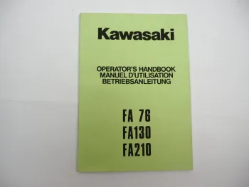 Kawasaki FA 76 130 210 Diesel Engine Motor Operation Manual Betriebsanleitung