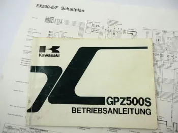 Kawasaki GPZ 500S EX500 E4 F4 Betriebsanleitung 1996 Bedienung Schaltplan Wartung