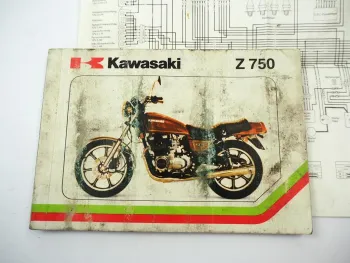 Kawasaki Z750E KZ 750 Betriebsanleitung 1980 Bedienung Wartung Schaltplan Elektrik