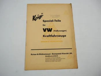 Keigö Spezial Teile Katalog VW Käfer Typ 11 Bus T1 Keiser & Göckemeyer 1950er