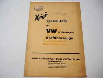 Keigö Spezialteile Katalog VW Käfer Typ 11 Bus T1 Keiser & Göckemeyer Ennepetal