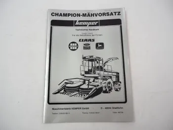 Kemper Champion Mähvorsatz für Claas John Deere Ford Mengele Werkstatthandbuch