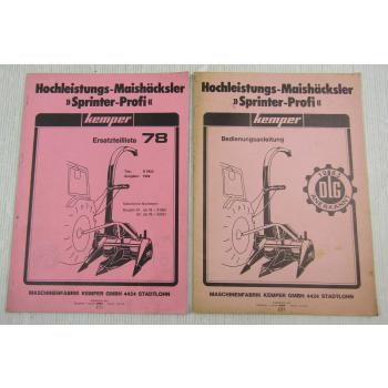 Kemper D2402 Maishäcksler Ersatzteilliste 78 Ausgabe 1982 + Bedienungsanleitung