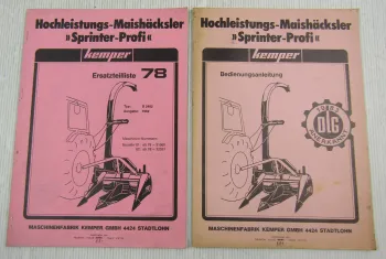 Kemper D2402 Maishäcksler Ersatzteilliste 78 Ausgabe 1982 + Bedienungsanleitung