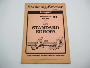 Kemper E60 E70 Standard Europa Stalldungstreuer Ersatzteilliste 1985