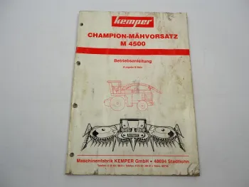 Kemper M4500 Champion Mähvorsatz Betriebsanleitung 1990er Jahre