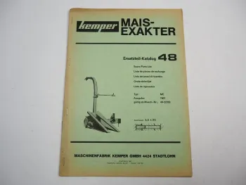 Kemper ME Mais Exakter Ersatzteilliste Ersatzteilkatalog 1976