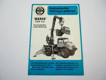 Klaus 213 Hydraulik Ladekran für Unimog U 800 900 1000 1100 1300 1500 Prospekt