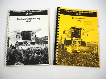 Kleine SF10 Erntemaschine Zuckerrüben Betriebsanleitung Ersatzteilliste 1996/97