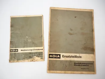 Köla Rivale 3 4 Pickup Presse Betriebsanleitung Ersatzteilliste 1970