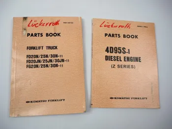 Komatsu FD 20N 25N 30N -11 Forklift + Engine 4D95S Parts Book 1989 Ersatzteilliste