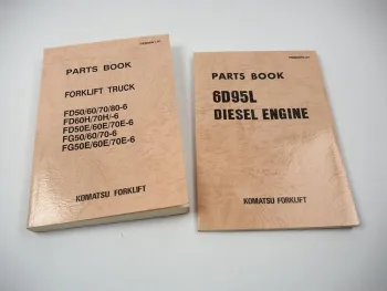 Komatsu FD 50 60 70 E -6 Forklift + Engine 6D95L Parts Book 1992 Ersatzteilliste