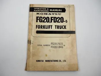 Komatsu FG FD 20 -5 Forklift Truck Operation Maintenance Manual 1969