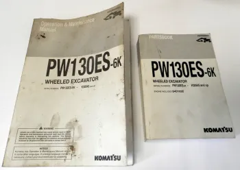 Komatsu PW130ES 6K Wheeled Excavator Operation Maintenance Manual Parts Book