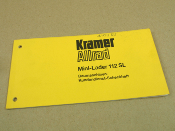 Kramer Allrad 112SL Mini Lader Kundendienst Scheckheft ca 1989