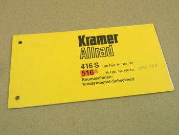 Kramer Allrad 416S 516 Schaufellader Kundendienst Scheckheft ca 1989