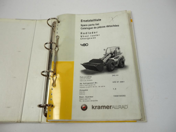 Kramer Allrad 480 Radlader Ersatzteilliste Spare Parts List 2003