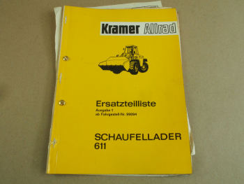 Kramer Allrad 611 Schaufellader Ersatzteilliste Ersatzteilkatalog von ca 1971