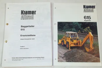 Kramer Allrad 615 Baggerlader Ersatzteilliste 1978 und Prospekt