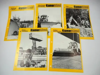 Kramer Allrad Anbaugeräte Stapler Kehrmaschine Schneepflug 5x Prospekt 1979/80
