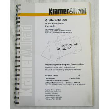 Kramer Allrad Greiferschaufel Bedienungsanleitung Ersatzteilkatalog 5/2000