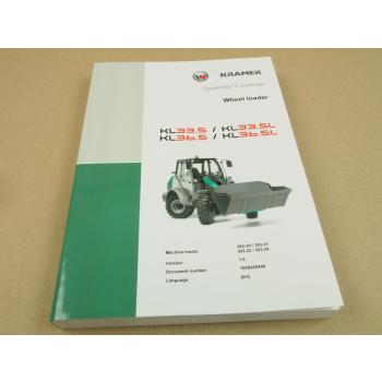 Kramer Allrad KL33.5 KL33.5L KL36.5 KL36.5L Wheel Loader Operators Manual 2019