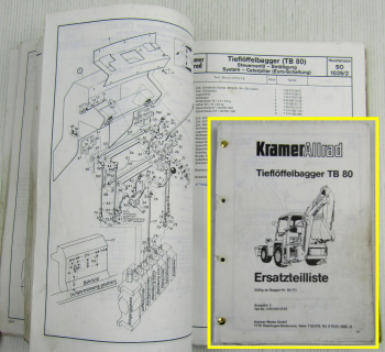 Kramer Allrad TB80 Tieflöffelbagger Ersatzteilliste Ersatzteilkatalog um 1988