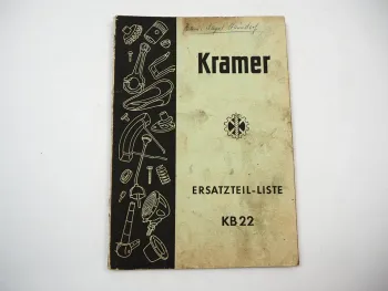 Kramer KB22 Schlepper Ersatzteilliste Ersatzteilkatalog 1952
