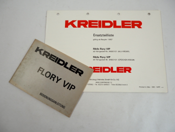 Kreidler Flory Vip Mofa 49 ccm Bedienungsanleitung Ersatzteilliste 1987