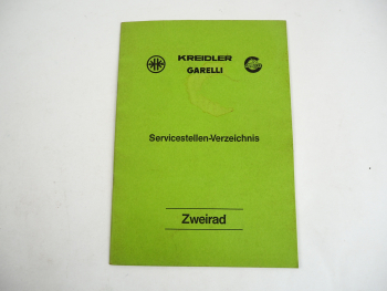 Kreidler Garelli Servicestellen Verzeichnis Zweirad Fahrzeuge 1987
