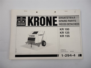 Krone KR 100 125 155 Rundballenpresse Ersatzteiliste Spare Parts List 1994