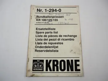 Krone KR 100 125 155 Rundballenpresse Ersatzteilliste
