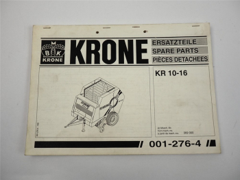 Krone KR10-16 Rundballenpresse Ersatzteiliste Spare Parts List 1995
