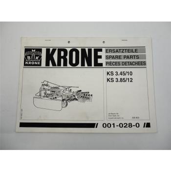 Krone KS 3.45 10 3.85 12 Kreiselschwader Ersatzteiliste Ersatzteilkatalog 1997
