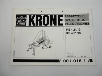 Krone KS 4.21 4.61 13 Kreiselschwader Ersatzteiliste Ersatzteilkatalog 1996