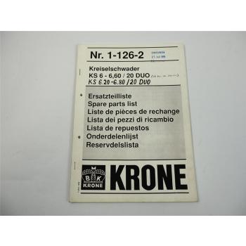 Krone KS 6 - 6.80 20 Duo Kreiselschwader Ersatzteiliste Ersatzteilkatalog 1993