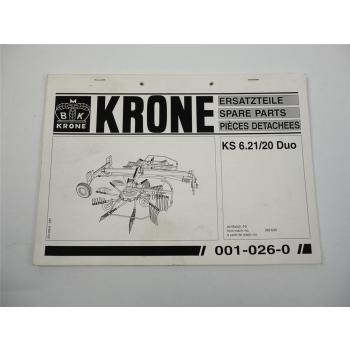 Krone KS 6.21 20 Duo Kreiselschwader Ersatzteiliste Ersatzteilkatalog 1997